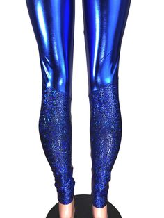 "**Due to SO MANY issues with USPS - we STRONGLY ENCOURAGE you to purchase the UPS Upgrade with your order located here: https://www.etsy.com/listing/926751536/ups-upgrade Made of super-stretchy metallic blue spandex with blue metallic cracked ice or avatar fabric on the bottom of the leggings. These mid-rise leggings will fit you perfectly. The inseam measurements for these are from the crotch to the bottom hem. If you need them shorter or longer, please say so in the comments! Womens Sizing (S Stretch Blue Bottoms For Festival, Fitted Blue Festival Pants, Fitted Blue Pants For Festival, Fitted Blue Pants For Festivals, Blue Stretch Leggings For Party, Fitted Blue Bottoms For Festival, Blue Stretch Disco Bottoms, Sonic Bloom, 80s Clothing