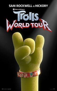 a poster for the movie's world tour shows a hand with two fingers up