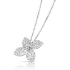 Pasquale Bruni  - Petit Garden Necklace in 18k White Gold with Diamonds, Medium Flower Italian Jewelry Designers, Pasquale Bruni, Pave Pendant, Necklace Diamond, Italian Jewelry, Butterfly Jewelry, Ethereal Beauty, Womens Wedding Bands, Rose Gold Necklace