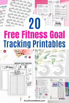 free printable goal tracker with the text, 20 free fitness goal tracking printables