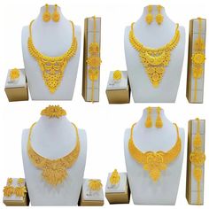 Make a statement at African wedding parties with this stunning Dubai Gold Jewelry Set. Meticulously crafted, this set showcases intricate designs and impeccable craftsmanship. Enhance your wedding look and captivate everyone's attention with this exquisite jewelry set." Gold Plated Filigree Jewelry For Wedding, Gold Plated Jewelry Sets For Wedding, Gold Sets With Intricate Design For Marriage, Elegant Jewelry Sets For Marriage And Festive Occasions, Elegant Gold Plated Sets For Festive Occasions, Elegant Festive Jewelry Sets For Marriage, Wedding Gold Plated Jewelry Sets, Elegant Festive Gold-plated Sets, Elegant Gold Sets For Wedding