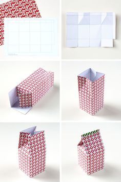 four different views of an origami box