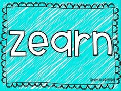 the word zearn with scalloped edges