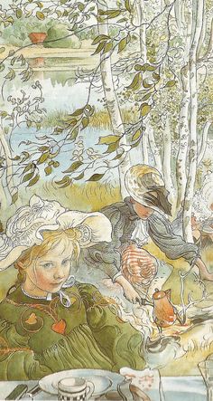 an image of children eating food in the woods