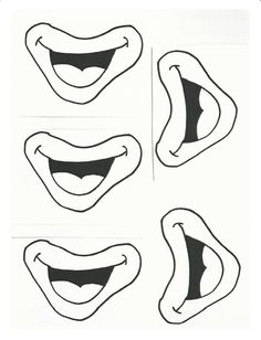 four different types of mouths drawn in black and white