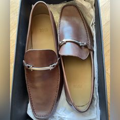 Classic Leather Loafers New In The Original Box. Leather Upper Round Moc Toe Slip-On Lining: Leather Padded Insole Genuine Rubber Sole Formal Leather Flat Boat Shoes, Formal Flat Leather Boat Shoes, Hugo Boss Shoes, Boss Shoes, Boss Men, Brown Leather Loafers, Boss Man, Classic Leather, Leather Loafers