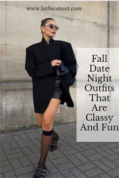 Autumnal Night Out Outfit, Nyc Night Outfit Fall, Casual Party Outfit Winter Night, Elegant Going Out Outfits Classy, Fall Fancy Dinner Outfit, Speakeasy Date Night Outfit, All Black Dinner Outfit Classy, Date Night In Paris Outfit