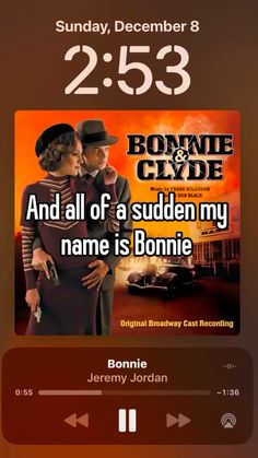 an audio player with the caption for bonnie and clyde's name is bonnie