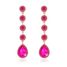 PRICES MAY VARY. High Quality:Vintage Long Dangle Earrings are made of sparkly fuschia rhinestone crystals, and Eco-friendly gold-plated metals,ensuring that they are both durable and long-lasting.Nickle-Free, Lead-Free and Hypoallergenic. Hot Pink Earrings Size:Max width 0.71 inch/18 mm,drop length 3.3 inch/84 mm,each piece weight:0.28oz/8g. Elegant Vintage Design:Our long dangling statement earrings are made up of four beaded and a teardrop rhinestone.The elongated design adds a sense of elega Hot Pink Jewelry Set, Jewelry For Prom, Hot Pink Jewelry, Pink Statement Earrings, Pink Jewelry Set, Hot Pink Earrings, Pink Crystal Earrings, Dangle Earrings Wedding, Crystal Chandelier Earrings