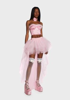 Sugar Thrillz High Low Tulle Skirt - Pink – Dolls Kill Pink Stage Outfits, High Low Tulle Skirt, Butterfly Tops, High Low Maxi Skirt, Shorts Skirt, Sugar Thrillz, Pink Doll, Concert Looks, Model Inspo