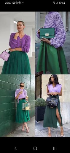 Purple Skirt Outfit, Color Combos Outfit, Trendy Outfit Ideas, Color Blocking Outfits, Color Combinations For Clothes, Colour Combos, Classy Work Outfits, Trendy Outfit