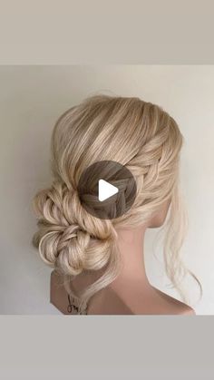 Jocelyn Emerson ⭐️ Updos By Jocelyn on Instagram: "Braided updos will always have my heart💞  I created this style using some of my favorite @schwarzkopfusa products!! I used the Thrill Elastic Fibre Gum for grip and definition in my braids, Dust It Mattifying Volume Powder for volume and hold in my topsytail, and Freeze Medium Hold Hairspray to detail!   Mannequin : Sofia from @sandimonzonshop - use my code JOCELYN15 to save!   @behindthechair_com #thebtcteam #behindthechair #OSIS #BTCxOSIS #BTCxSKPpartner #braidstyles #braidedupdo #bohohair #updotutorial #hairstyletutorial #weddinghairstyles #weddingupdo" Low Bridesmaid Updo, Braided Updos Tutorials, Low Braided Bun Tutorial, Bridal Bun With Braid, Braided Bun Updo Tutorial, Low Bun With Braid Wedding Hair Tutorial, Easy Bridesmaids Hairstyles, Braids For Wedding Guest, Braided Hair Bun