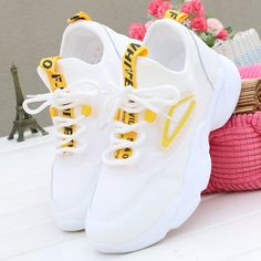 Pphmm Female Autumn New Mesh Breathable Casual Sports Shoes White Korean Student Women Lolita Sneakers Anime Kawaii Cute Casual Zebra Shoes, White Korean, Black Moccasins, Korean Student, Womens Boots Flat, Low Heel Ankle Boots, Orange Shoes, Wedding Shoes Heels, Genuine Leather Shoes