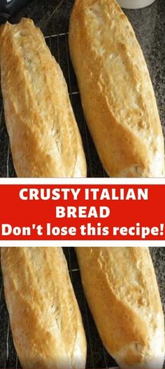 Crusty Italian Bread Recipe, Crusty Italian Bread, Crusty Bread Recipe, Italian Bread Recipes, Bread Maker Recipes, Mapo Tofu, Homemade Bread Recipes Easy, Artisan Bread Recipes, Homemade Bread Recipes