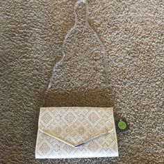 Classy Clutch Bag White & Beige With Silver Tone Trim! 13”X8”! New! White Crossbody Evening Bag, White Satchel Evening Bag For Party, White Crossbody Evening Bag For Everyday, Chic White Crossbody Evening Bag, White Satchel Shoulder Bag For Party, White Party Satchel Bag, White Elegant Evening Bag For Summer, Elegant White Evening Bag For Summer, Spring White Clutch Shoulder Bag