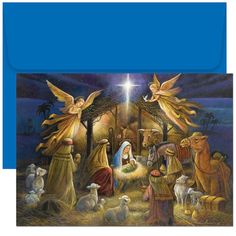 the birth of jesus is depicted in this christmas card