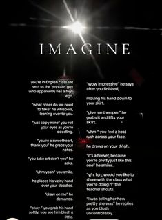 an advertisement with the words imagine written in white and black text, on a dark background