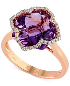 in stock Gold And Lavender, 14k Rose Gold Jewelry, Clover Ring, Purple Jewelry, Gold Rings Jewelry, 14k Rose Gold Ring, Amethyst Jewelry, Pretty Rings, Rose Gold Jewelry