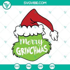 merry grinmas svg file with santa hat on top and the words merry grin