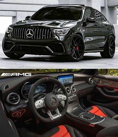 the inside and outside view of a mercedes suv