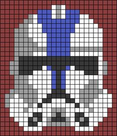 a cross stitch pattern with the image of a storm trooper on it's chest