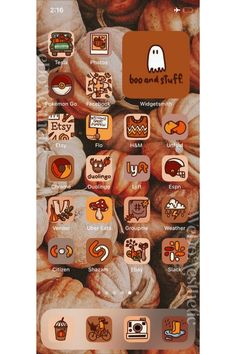 an image of a cell phone screen with food icons on the front and back side