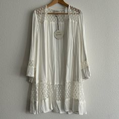 Nwt Knox Rose White Lace Open Cardigan -S Feminine Long Sleeve Summer Cardigan, Long Sleeve Cardigan With Lace Trim For Spring, Long Sleeve Spring Cardigan For Brunch, Spring Long Sleeve Cardigan For Brunch, Long Sleeve Cardigan For Spring Brunch, Spring Brunch Long Sleeve Cardigan, White Long Sleeve Cardigan With Lace Trim, Summer Cardigan With Lace Trim For Casual Wear, White Lace Trim Summer Cardigan