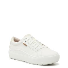 Whether youre mall walking to get in your steps or taking an afternoon stroll in the park, these womens Dr. Scholls Time Off white platform sneakers offer daily comfort with feminine flair. Made of printed fabric upper made from recycled bottles to help reduce your carbon footprint, these casual sneakers have a round toe, secure lace-up front closure, Foam lining made from recycled bottles, anti-microbial, anti-odour Insole Technology with anatomical cushioning, and a synthetic platform sole. | Spring Comfortable White Platform Sneakers, Low-top Canvas Sneakers With Removable Insole, Comfortable Textile Platform Sneakers With White Sole, Lace-up Synthetic Platform Sneakers For Walking, Comfortable Platform Sneakers With Synthetic Material, Casual White Platform Sneakers With Textured Sole, Casual Round Toe Platform Sneakers For Walking, Everyday White Textile Sneakers, Everyday Synthetic Sneakers With Removable Insole