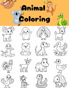 an animal coloring page with different animals