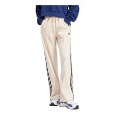 (WMNS) adidas Originals Premium Beckenbauer Luxe Track Pants 'Wonder White' IY2911 Sporty Adidas Logo Pants, Adidas Logo Pants For Spring Streetwear, Adidas Sporty Wide Leg Sweatpants, White Adidas Logo Athleisure Bottoms, White Adidas Jogging Pants, White Adidas Athleisure Bottoms, Sporty Adidas Cotton Pants With Logo, Adidas Sporty Wide Leg Pants, Adidas Sporty Wide-leg Pants