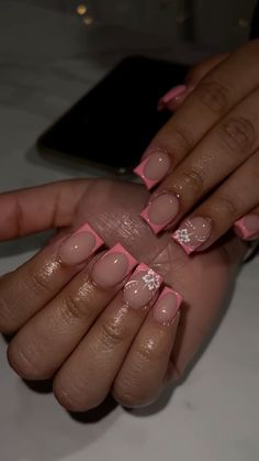 Simple Nail Designs Black Women, Short Square French Tip Acrylic Nails With Initial, Back To School Nails For 7th Grade, French Tips With Charms Short, Short Cute Nails French Tips, Birthday Nails 14th Birthday, Nails For Birthday Ideas Short, Short Nails For Summer 2024, Nails Back To School 2024