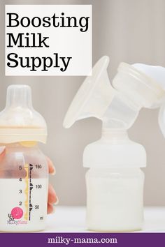 a baby bottle with the words boosting milk supply on it and an infant bottle