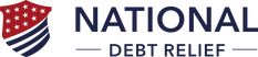 the national debt relief logo with an american flag in the center and words on it