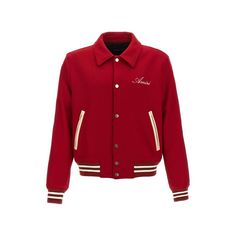 'Bones' Wool Blend Bomber Jacket With Front Logo Embroidery, Patches Detail On The Mainche, Button Closure, Pockets, Long Sleeves With Knitted Cuffs. Color: Red Size & Fit: True To Size Fit Composition: 75% Wool, 25% Polyamide Made In: Italy Sku: Jul-Amouvy1005red Welcome To The Official Luosophy Poshmark Closet! Luosophy Is A Luxury Brand Reselling Company Founded In San Diego, Ca From 2016. All Our Products Are Imported From Italy And Sold In The Usa. We Do Our Best To Provide High Fashion, Lu Checkered Shirt, Embroidery Patches, Mens Outerwear, Logo Embroidery, Red Jacket, Vintage Tees, Embroidery Logo, Distressed Denim, Shirt Jacket