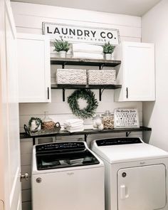 DIY LaundryFarmhouse Laundry Room   Room Sign | CraftCuts   My Blessed Home Collaboration | Shop Wood Letters: CraftCuts.com Simplistic House Decor, House Additions Ideas, Simplistic Home Decor, Basement Rental, Simplistic Home, Laundy Room, House Storage, Dream Laundry Room, Desain Pantry