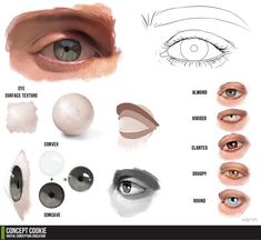 an image of different types of eyes and how to draw them in adobe, photoshopped