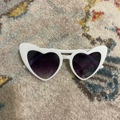 Brand New, Never Worn White Sunglasses Perfect For A Bride Heart Shaped White Heart Sunglasses, Mermaid Motel, Target Accessories, White Sunglasses, Plastic Sunglasses, Heart Sunglasses, Summer Sunglasses, White Crystal, White Heart