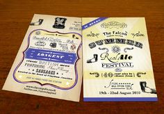 an old fashioned ticket for the summer ale festival on a wooden table with other items