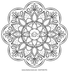 black and white circular ornament design for coloring book pages, notebooks etc