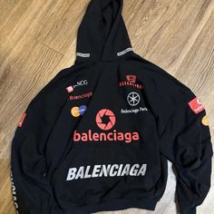 Balenciaga Top League Hoodie Black. Condition Is New Designer Letter Print Sweatshirt For Streetwear, Black Designer Hoodie For Streetwear, Designer Hooded Hoodie For Streetwear, Designer Black Hoodie For Winter, Designer Hoodie Sweatshirt For Streetwear, Designer Black Hoodie For Fall, Designer Black Long Sleeve Sweatshirt, Designer Winter Hoodie, Designer Long Sleeve Hoodie For Winter