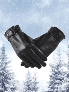 Black  Collar  PU Leather Plain Full Finger Gloves Embellished   Women Accessories Black Leather Gloves Women, Gloves Aesthetic, Tomboy Art, Leather Gloves Women, Superhero Masks, Finger Gloves, Black Leather Gloves, Black Gloves, Womens Gloves