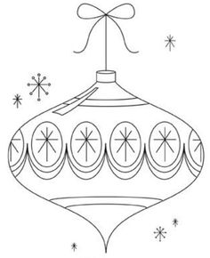 a christmas ornament with stars and snowflakes on it, in black and white