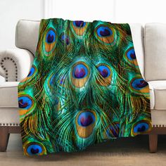 PRICES MAY VARY. The Peacock Theme Throw Blanket: One side of the animals blanket for adults kids is printed with peacock feathers decoration. Tightly stitching edges and strong seams make your warm blanket more durable, suitable for all seasons. Soft Flannel Fabric: The levens blanket is made of microfiber polyester material, which is delicate and smooth to the touch, warm and skin-friendly, ideal for toddlers, children and adults. Flannel fabric is a popular choice for moms because of its uniq Men Decor, Feather Blanket, Manly Decor, Animal Blanket, Feather Decor, Unique Blankets, Blanket Gifts, Sofa Office, Lightweight Blanket