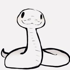 a drawing of a snake with its head turned to look like it's smiling