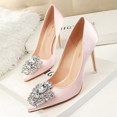 Kasut Kahwin, Rhinestone Pumps, Casual Pumps, Wedding Pumps, Basic Heels, Bridal Wedding Shoes, Pink High Heels, Wedding Shoes Heels, Stiletto Shoes