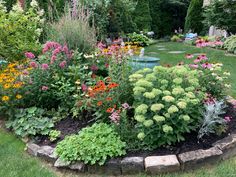 a garden filled with lots of different types of flowers