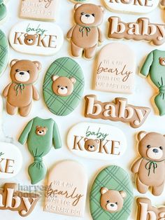 baby shower cookies with teddy bears on them