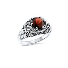 Vintage Estate Natural Garnet Solitaire Filigree Ring. 925 Solid Sterling Silver. The Top Of The Ring Measures Nearly 3/8 Inches In Length. Set With One Round Faceted Natural Garnet Stone. Stamped 925. Excellent Condition/Like New. Classic Sterling Silver Filigree Ring For Formal Occasions, Sterling Silver Classic Filigree Ring For Formal Occasions, Classic Sterling Silver Filigree Ring With Gemstone, Classic Filigree Ring For Formal Occasions, Classic Filigree Rings As Gifts, Classic Filigree Rings For Gifts, Classic Filigree Rings As A Gift, Classic Engraved Filigree Ring, Classic Filigree Gemstone Promise Ring