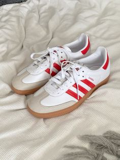 Adidas samba red white Red And White Sambas, Red Adidas Samba, White Samba Adidas Outfit, Red Sambas, Red And White Shoes, Red Samba, Adidas Samba Outfit Women, Samba Adidas Outfit, Adidas Samba Women