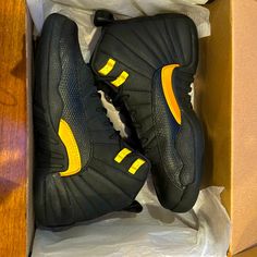 Excellent Used Condition. Worn A Handful Of Times. Black And Gold Jordan 12’s. Big Boys Size 5. With Box. Black And Gold Jordans, Air Jordan 12, Air Jordan 12 Retro, Jordan 12 Retro, Jordan 12, Jordans 12, Kids Nike, Big Boys, Black And Gold